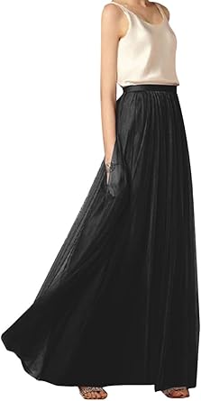 floor length black tulle skirt