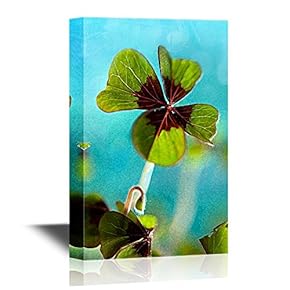 Canvas Wall Art - Four Leaf Lucky Clover - Gallery Wrap Modern Home Art | Ready to Hang - 12x18 inches