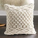 FLBER Macrame Pillow Woven Decorative Throw Pillow,15.8