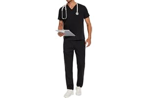 niaahinn Scrub Set Men and Women Medical Uniform Unisex Workwear Classic Top & Pant