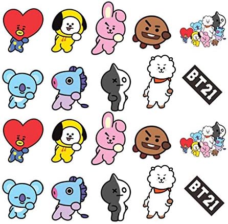 YHaoao Newest Stickers Bangtan Boys Gold-Plated Support Light Cute Cartton Stickers for Laptop Decoration Cellphone Decals (H11) in fine Style(None Bt21, New Double.)