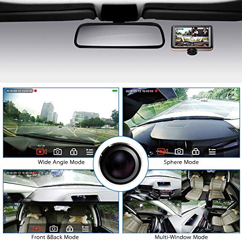 360 Degree Dash Cam for Car,Dual Lens Full HD 1080P Front and 720P Rear