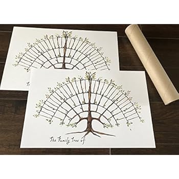 Simple Family Tree Chart, Farmhouse Decor Friendly, Un Framed, 2 Fill in Prints for Ancestry and Genealogy