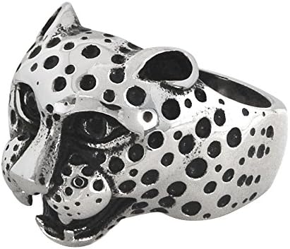 Cheetah Stainless Steel Cheetah Head Ring For Men