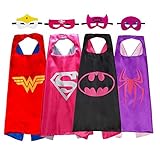 Hasaker Comics Cartoon Hero （4pcs）Girl Dress Up Costumes Satin Capes With Felt Masks