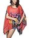 Myosotis510 Women's Chiffon Caftan Poncho Tunic Top Cover up Batwing Blouse