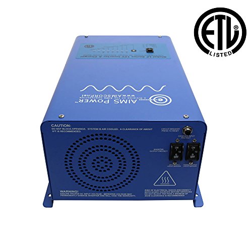 AIMS Power 2000 Watt 12V Pure Sine Inverter Charger w/6000W Surge ETL Certified to UL 458