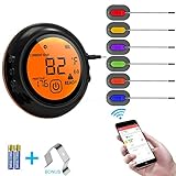 Wireless Meat Grill Thermometer Bluetooth Adapter For IOS&Android, Digital Wireless Thermometer Cooking Food With 6 Probes, Meat Thermometer Bluetooth For Smokers,Kitchen Grilling,Oven And Outdoor BBQ