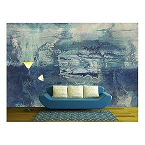Art Abstract Acrylic Background in White and Blue Colors - Removable Wall Mural | Self-Adhesive Large Wallpaper - 66x96 inches
