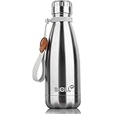 Mollcity Small Water Bottle-12 oz Stainless Steel Vacuum Insulated Water Bottle for Back to School-Reusable Metal Water Bottle for Kids, BPA Free (Silver)