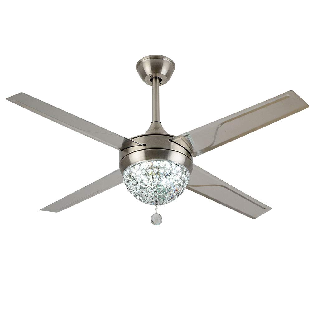 Crystal Modern Ceiling Fan Remote Control Home Decoration Living Room Dinner Led Mute Electric Fans Chandeliers 4 Stainless Steel Blades 44 Inch Silver Buy Online In India At Desertcart In Productid 179833148