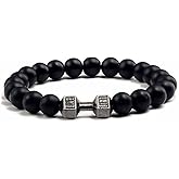 Traintough Dumbbell Bracelet Gym Bros Bracelet Volcanic Rock Anxiety Bead Bracelet for Men Women Fitness Yoga Barbell Bracelet,Natural Stone Dumbbell Beads Bracelets Set Gym Bracelet Fitness Barbell Jewelry