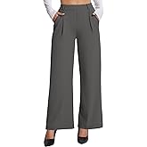 AVAMO Womens Dress Pants Wide Leg Stretchy Work Pants Pull On Business Casual Trousers Slacks for Women with Pockets