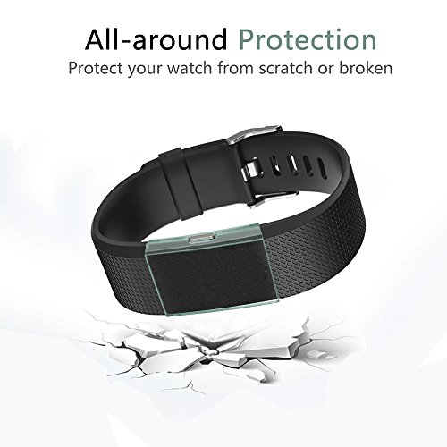 Cywulin for Fitbit Charge 2 Screen Protector, Slim Soft TPU Case Full Around Protective Cover Scratch Proof Shockproof Transparent Bumper Frame Shell Clear Sports Accessories Women Men (Green) - Thumbnail 3