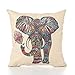 Digoon 3 Pack - 18 x 18 Inch Square Linen Animal Printed Cute Elephant Throw Pillow Case Decorative Cushion Cover Pillowcase Cushion Case for Couch,Sofa,Bed,Chair,Auto Seat (Colorful)