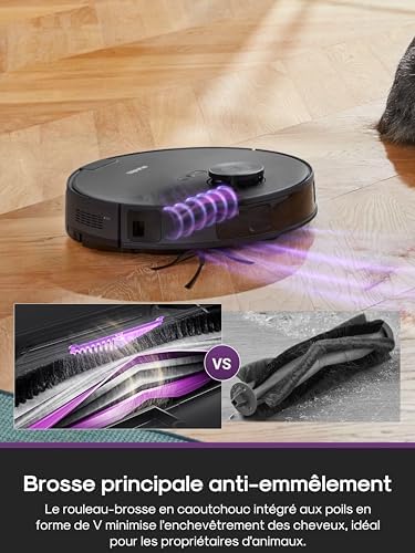 E20 Evo Plus Robot Aspirateur Laveur avec Station sans Sac Aspiration 10000 Pa Aspirateur Robot Autovidange, Anti Enchevêtrement pour Cheveux Poils d'animaux, Soulèvement de Serpillière 10mm