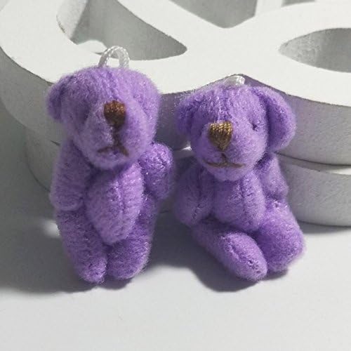 10pc Mini Plush Teddy Bear Craft Doll 4cm - The Toy Explorer Brand Product (Purple)