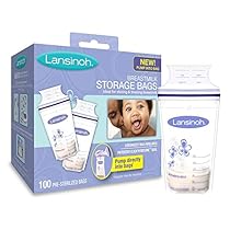 Lansinoh Breastmilk Storage Bags With Convenient Pour Spout and Patented Double Zipper Seal, Ideal for Storing and Freezing Breastmilk, 100 Count, BPA and BPS Free