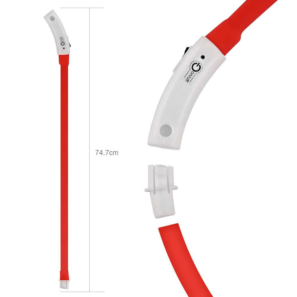 ZOGIN LED Pet Dog Collar, USB Rechargeable LED Dog Safety Flashing Light Collar-Red