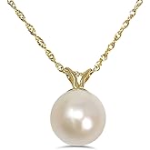 KOKAV 14K Yellow Gold Freshwater Pearl 9mm Pendant Necklace