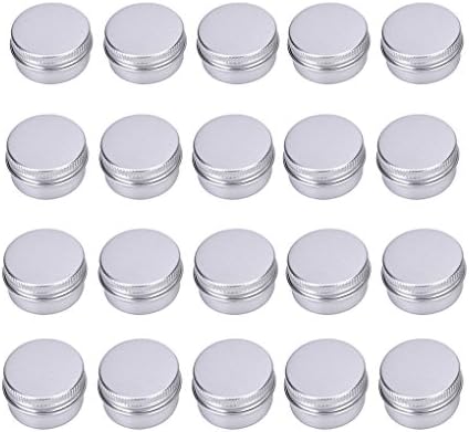 Ensunpal Empty Lip Balm Containers Aluminum Silver Slip Slide Round Storage for Cosmetics, Beauty, Accessories, 20 Pcs, 1/2 Oz