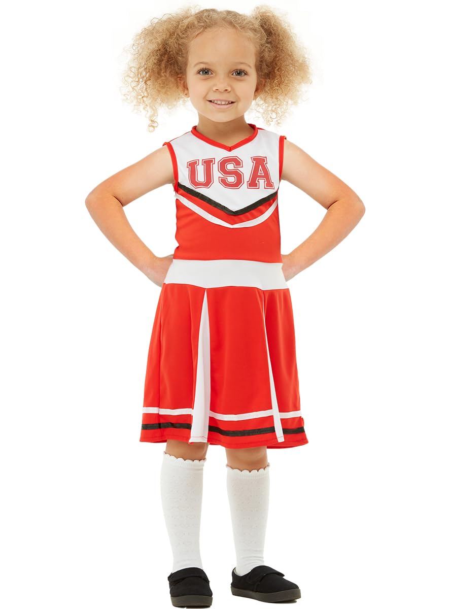 Funidelia | Cheerleader costume for girl Cheerleader, American Football, High School - Costumes for kids, accessory fancy dress & props for Halloween, carnival & parties- 7-9 years - Red