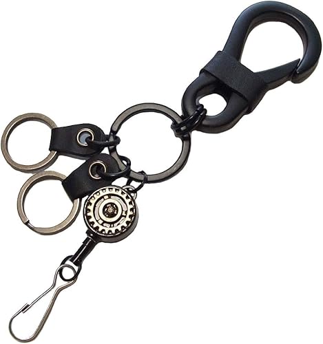 Amazon Steampunk 歯車 スチームパンク リール キーホルダー 鍵 伸びる ワイヤー バッグ チャーム ブラック メンズ キーホルダー 通販