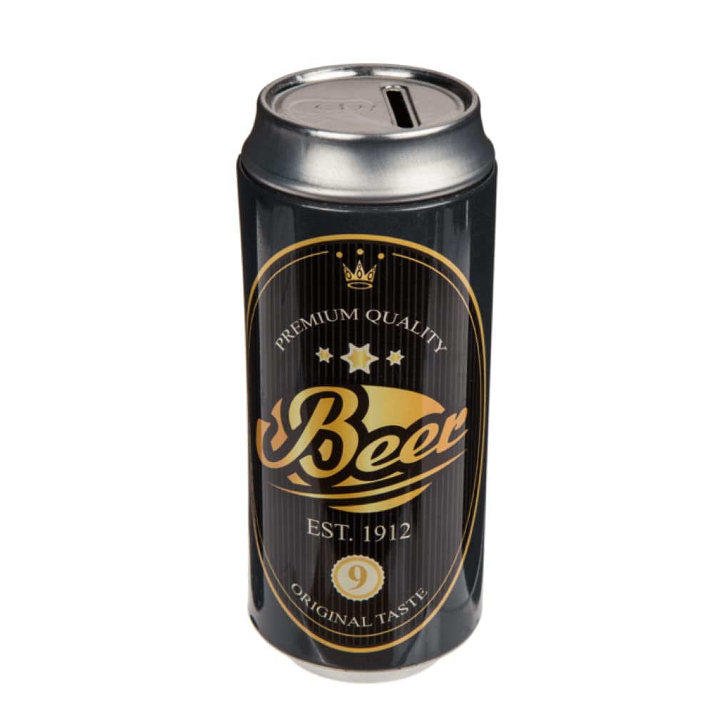Beer Can Shaped Piggy Bank. Original Tin Piggy Banks with Lids. Cheap Tin Piggy Bank That Can Also Be Used as a Pencil Jar. (Black)