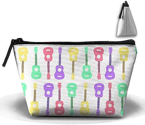 LogicBB Colorful Ukulele Pattern Print Makeup Bag Travel Cosmetic Pouch Storage Brush Holder Toiletries Bag Waterproof Jewelry Organizer With Zipper For Women&amp;Girls