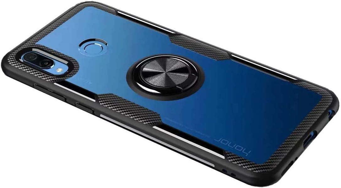 FANFO Case Compatible with Huawei Honor Play, Rugged TPU/Transparent PC Hybrid Armor cover and 360° Rotation Kickstand 3 in 1. black
