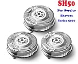 PLP Norelco Replacement Heads SH50 for Series 5000, Razor Blades, Replacement Blades SH50/52 for Philips Norelco S5000, Lift and Cut Sharp No Pulling Hair Shaver Heads Easy Install [UPDATED BLADE SET]