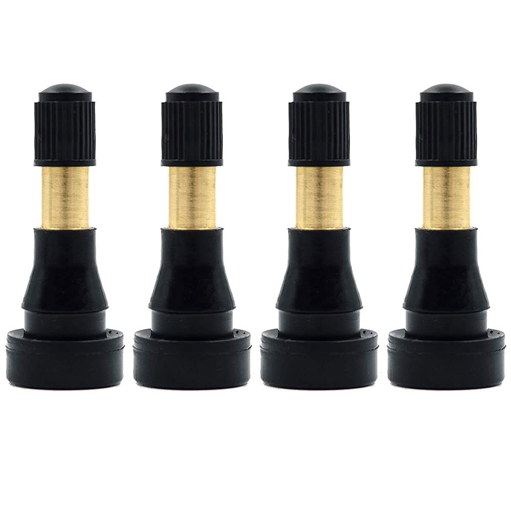 Dealetech 4x TR600HP / TR-600HP High Pressure Brass Rubber Snap-In Tire Valve Stems 1-1/4" (4PCS)
