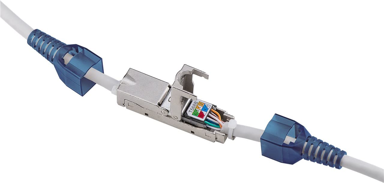 Goobay 79579 Toolless Cable Connector "Slim" CAT 6A STP Shielded for Connecting Two Network Installation Cables