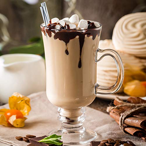8oz Coffee Mug,QAPPDA Glass Mugs With Handle,Clear Cups With Handle,Glass Cup Tea Cup Drinkware For Beer,Juice,Beverages,High Base Glass Latte Cups Cappuccino Mugs,Irish Coffee Mugs Set of 8 KTZB22 - Thumbnail 5