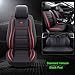 OUTOS Luxury Leather Auto Car Seat Covers 5 Seats Full Set Universal Fit(Black-Red)