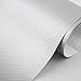 PEATOP Carbon Fiber Vinyl Wrap Bubble Free Air Release 4D Texture Sheet Roll Film Anti-Wrinkle Silver (60