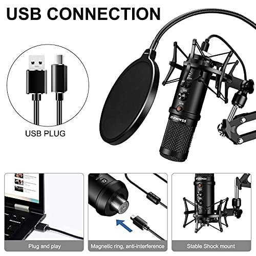 USB Condenser Microphone, Aokeo 192kHZ/24bit Professional PC Streaming