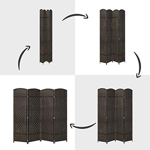 Jostyle Room Divider Screen with Hand-Woven Design,Diamond Pattern for 4-Panel Folding Privacy Screens to Decorate Home or Office (Mocha) - Thumbnail 6