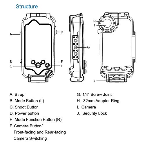 iPhone X/XS 40m/130ft Waterproof Diving Housing Photo Video Taking Underwater Cover Case (Transparent) - Thumbnail 6