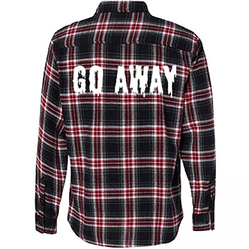 Go Away Flannel Grunge: Unisex Plaid Flannel Shirt M Red