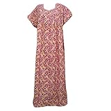 Womens Evening Nightgown Kaftan Red Printed Caftan Beach Dress Boho XXL