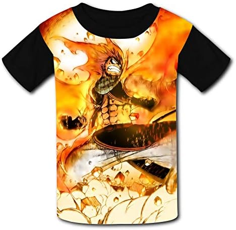 Robadyme T-Shirt Short Sleeve Kids Tee Shirt Black Fairy Tail Natsu Dragneel Funny for Girls Boys