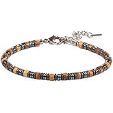 Casvia Picture Jasper mens bracelet matched with hematite and stainless steel adjustable chain mens chakra protection bracelet and an ideal mens jewelry for yourself father and friends