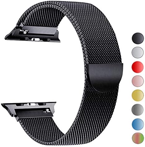 Seoaura Compatible Watch Band 38mm 40mm, Stainless Steel Milanese Loop Replacement Strap with Magnetic Closure Series 4 3 2 1 Sports (Black, 38mm/40mm)
