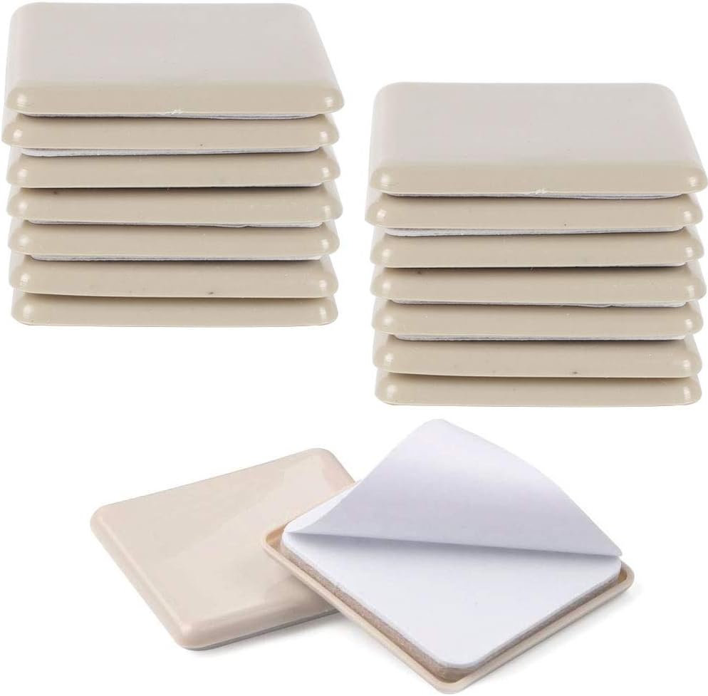 FOGAWA 16Pcs Furniture Sliders for Carpet 2.5Inch Laminate Floor Sliders Furniture Movers Sliders Self Adhesive Sofa Glider Pads for Heavy Furniture Bed Moving Vinyl Wooden Floor 64mm