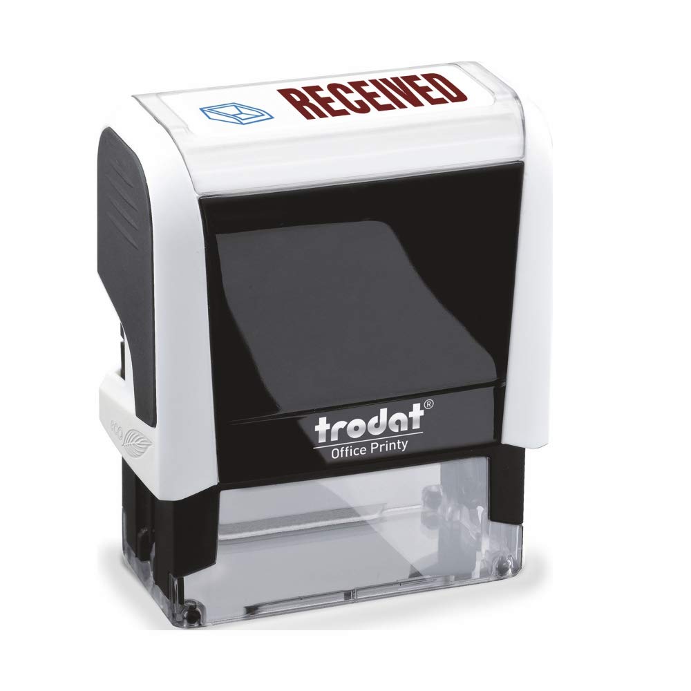 Trodat Stamp 4912 Office Printy with English Text RECEIVED – Self Inking, Red and Blue Ink, 18 x 46 mm
