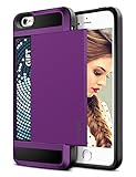 iPhone 5C Case, Vofolen iPhone 5C Wallet Case Impact Resistant Hybrid Armor Defender Snap-on Black Soft Rubber Bumper Cover Skin Protective Shell with Card Slot Holder for iPhone 5C (Purple)
