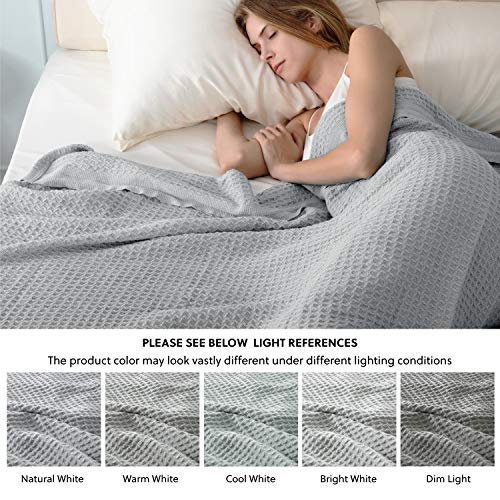 Bedsure 100 Cotton Blanket Waffle Weave Blanket Grey Blanket Queen 405gsm Lightweight Blanket For Bed Couch Soft Blanket For All Season Cotton Thermal Blanket 90 X 90 Inches Pricepulse