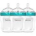 Baby Brezza BPA Free, Anti-Colic Baby Bottle with Lid - Large, 2-Piece, Wide Neck Design - Feeding Bottles for Boys, Girls & Newborns - Blue Bottle - 9 Ounce - 3 Bottles