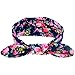 DZT1968® Baby Girl Floral Rabbit Ear Wide Turban Headband Head Wrap Knotted Hair Band (Dark Blue)